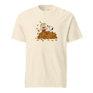 Snoopy and Linus Playing In a Pile of Leaves Comfort Colors T shirt 2