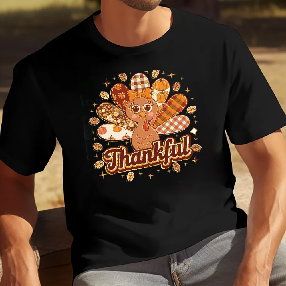 Thankful Turkey Patchwork Fall Shirt Thankful Turkey Patchwork Fall Shirt