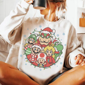 Super Mario Group Christmas Lights Shirt 1