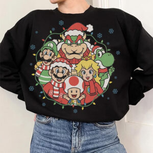 Super Mario Group Christmas Lights Shirt 2