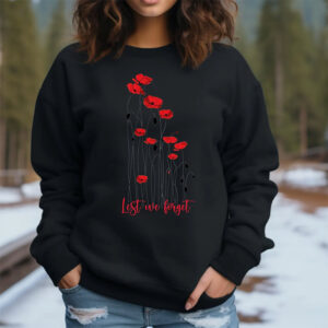 Lest We Forget Red Floral Memorial Shirt