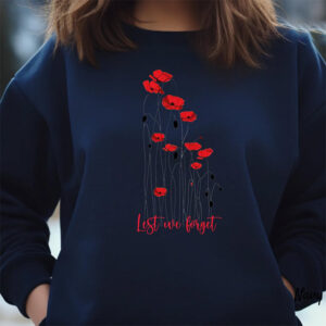 Lest We Forget Red Floral Memorial Shirt 2