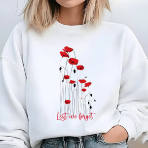 Lest We Forget Red Floral Memorial Shirt