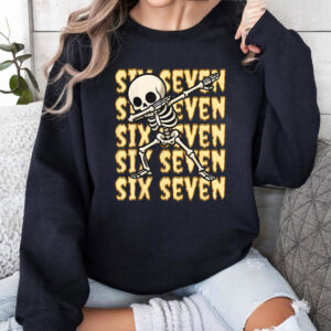 Funny Six Seven Meme Brainrot Skeleto T-shirt Funny Six Seven Meme Brainrot Skeleto T-shirt
