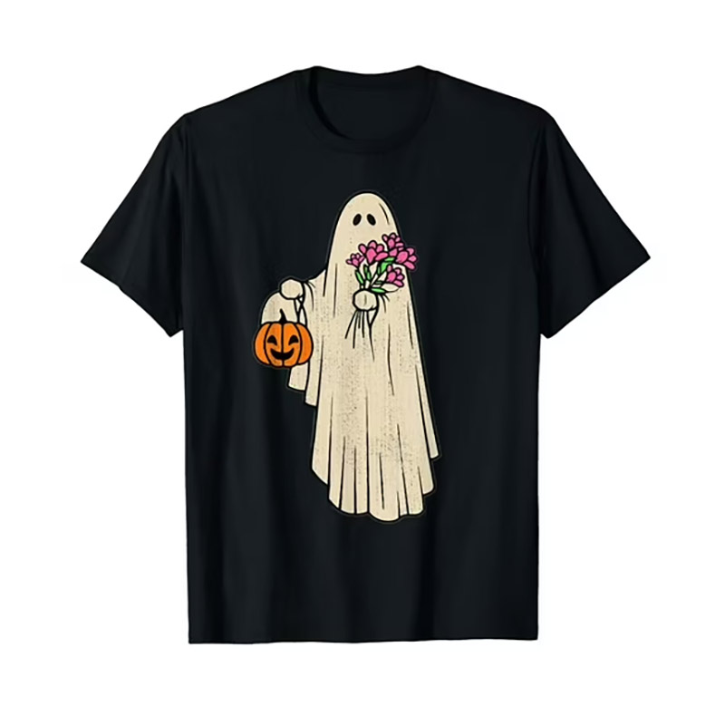 Ghost Holding Flower Halloween Spooky Season T-Shirt Ghost Holding Flower Halloween Spooky Season T-Shirt