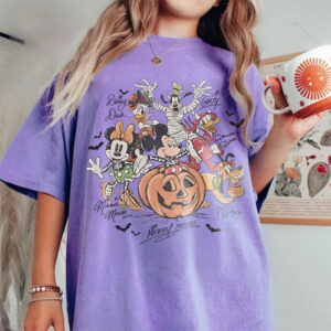 Mickey And Friends With Signs Halloween Comfort Colors Shirt Mickey And Friends With Signs Halloween Comfort Colors Shirt