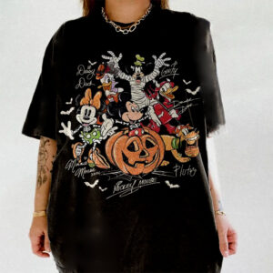 Mickey And Friends With Signs Halloween Comfort Colors Shirt 2
