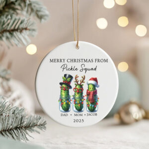 Custom Merry Christmas Pickle Squad Funny Holiday Ornament Custom Merry Christmas Pickle Squad Funny Holiday Ornament