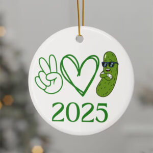 Peace Love Pickles Ceramic Ornament 1