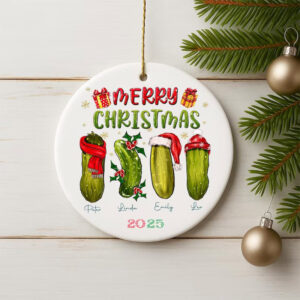 Personalized Pickle Family Christmas Ornament Personalized Pickle Family Christmas Ornament
