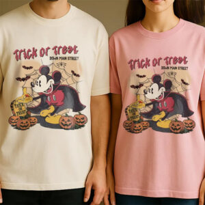 Vampire Mickey Trick Or Treat Down Main Street Comfort Colors Tee 1