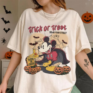 Vampire Mickey Trick Or Treat Down Main Street Comfort Colors Tee 2