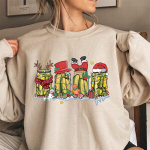 Christmas Pickle Jars Funny Santa Comfort Colors Tee 2