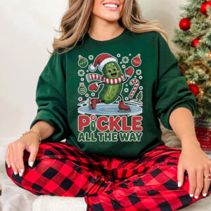 Funny Christmas Pickle All The Way Comfort Colors Tee 1
