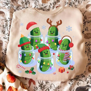Funny Christmas Pickle Holiday Cucumber Comfort Colors Tee 2