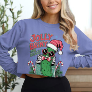 Funny Christmas Pickle Jolly Briny And Sassy Colors Tee 1