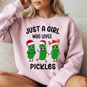 Just A Girl Who Loves Pickles Cute Christmas Comfort Colors Tee Just A Girl Who Loves Pickles Cute Christmas Comfort Colors Tee