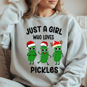 Just a Girl Who Loves Pickles Cute Christmas Comfort Colors Tee 1
