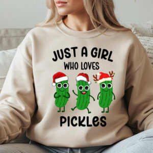 Just a Girl Who Loves Pickles Cute Christmas Comfort Colors Tee 2