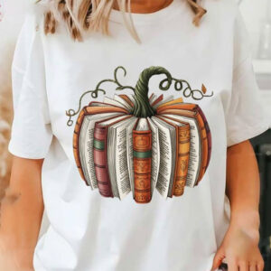 Book Fall Pumpkin Teacher Book Lovers Shirt 1