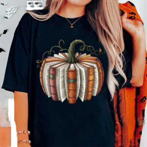 Book Fall Pumpkin Teacher Book Lovers Shirt 2