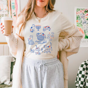Cozy Hanukkah Cat, Jewish Cat Comfort Colors Tee