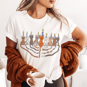 Funny Hanukkah Cat Menorah Hanukkah Shirt 2