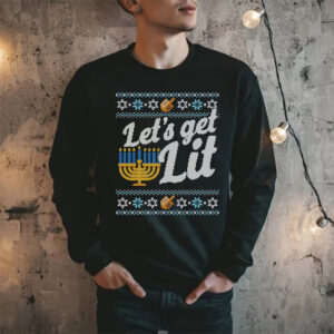 Ugly Hanukkah Lets Get Lit Menorah Shirt 3