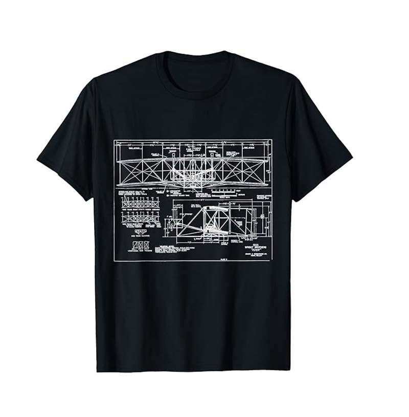Wright Flyer, Wright Brothers Airplane Blueprint Shirt Wright Flyer, Wright Brothers Airplane Blueprint Shirt