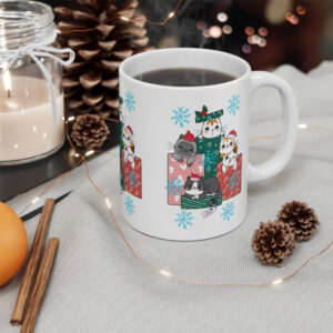 Cat Christmas Holiday Cat Coffee Cup 1