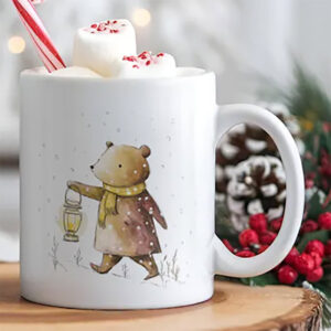 Cute Snowy Winter Bear Carrying Lantern Mug Cute Snowy Winter Bear Carrying Lantern Mug