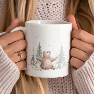 Cute Snowy Winter Bear, Let it Snow Mug 1