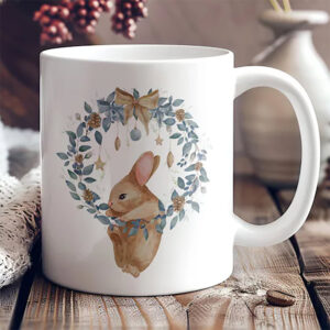 Cute Winter Bunny Wreath Christmas Wreath Cup Cute Winter Bunny Wreath Christmas Wreath Cup