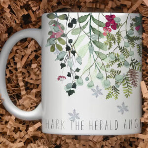 Hark The Herald Angels Sing Christmas Winter Floral Mug Hark The Herald Angels Sing Christmas Winter Floral Mug