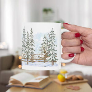 Winter Scene Pine Tree Christmas Mug Winter Scene Pine Tree Christmas Mug