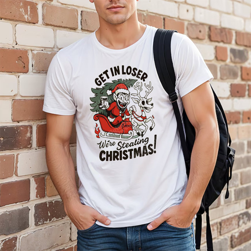 Funny Krampus Stealing Christmas Santa Shirt Funny Krampus Stealing Christmas Santa Shirt
