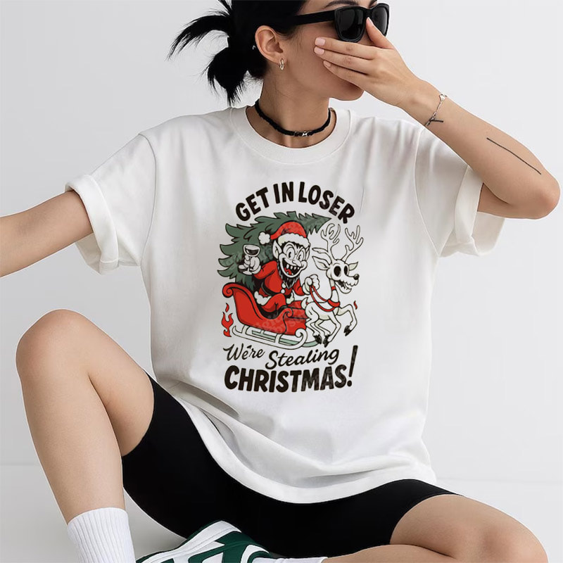 Funny Krampus Stealing Christmas Santa Shirt Funny Krampus Stealing Christmas Santa Shirt
