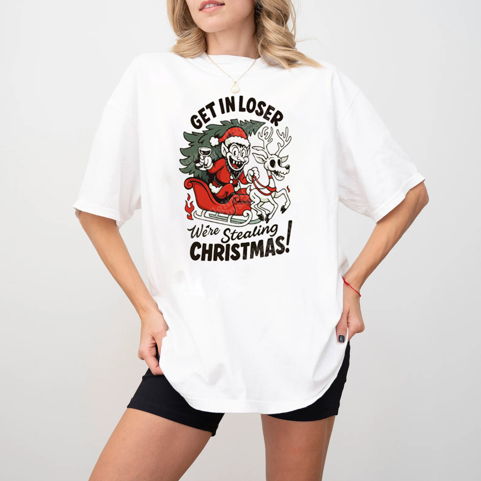 Funny Krampus Stealing Christmas Santa Shirt Funny Krampus Stealing Christmas Santa Shirt