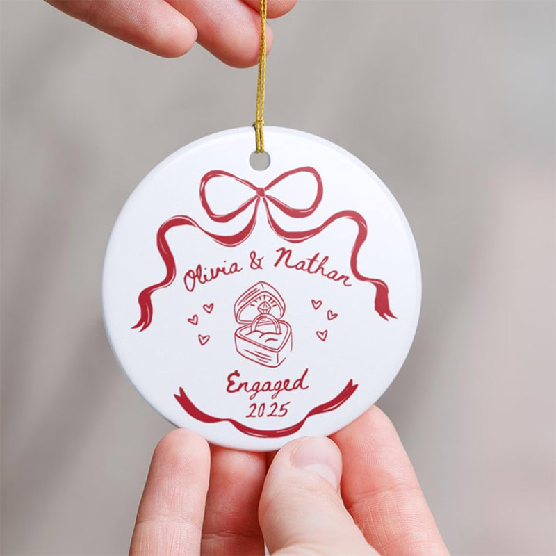 Custom Couples Engagement Gift Engaged Ornament Custom Couples Engagement Gift Engaged Ornament