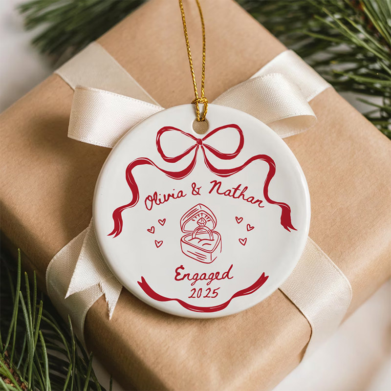 Custom Couples Engagement Gift Engaged Ornament Custom Couples Engagement Gift Engaged Ornament