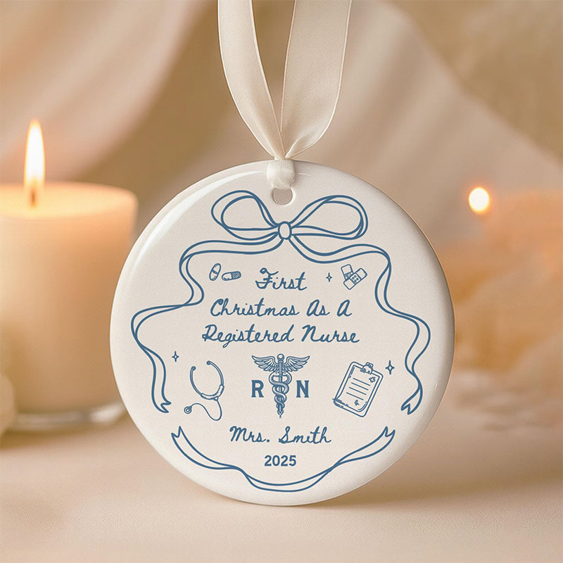 Custom First Christmas As A Registered Nurse Ornament Custom First Christmas As A Registered Nurse Ornament