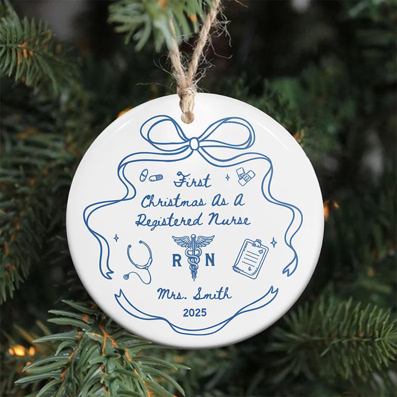 Custom First Christmas As A Registered Nurse Ornament Custom First Christmas As A Registered Nurse Ornament