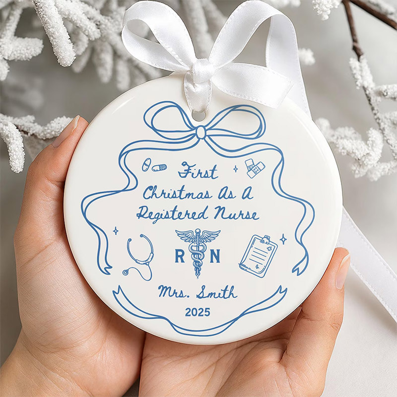 Custom First Christmas As A Registered Nurse Ornament Custom First Christmas As A Registered Nurse Ornament