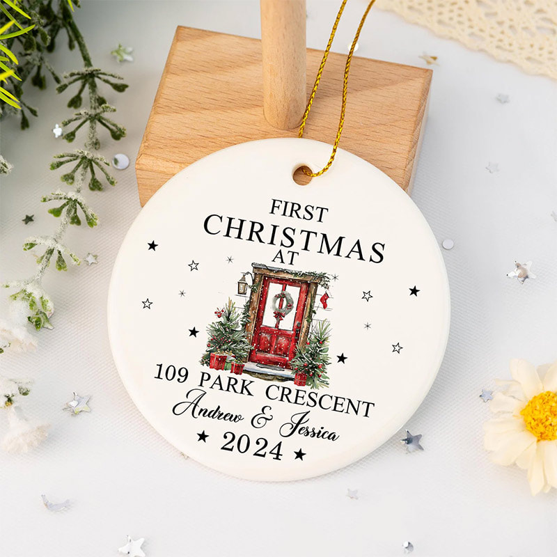 Custom First Christmas At New Home Couples Gift Ornament Custom First Christmas At New Home Couples Gift Ornament