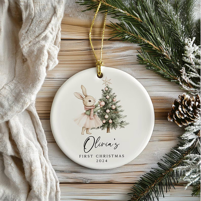 Custom First Christmas Baby Girl Ornament Custom First Christmas Baby Girl Ornament