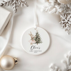 Custom First Christmas Baby Girl Ornament 3 PersonalizedShirts.net