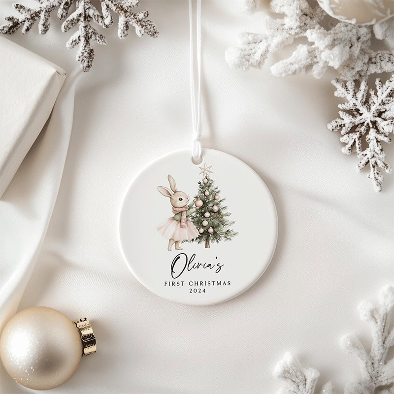 Custom First Christmas Baby Girl Ornament Custom First Christmas Baby Girl Ornament