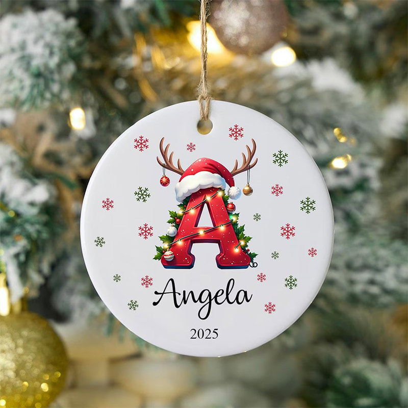 Custom Monogram Christmas Reindeer Ornament Custom Monogram Christmas Reindeer Ornament
