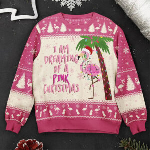 A Pink Christmas Flamingo Cute Christmas Sweaters
