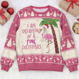 A Pink Christmas Flamingo Cute Christmas Sweaters